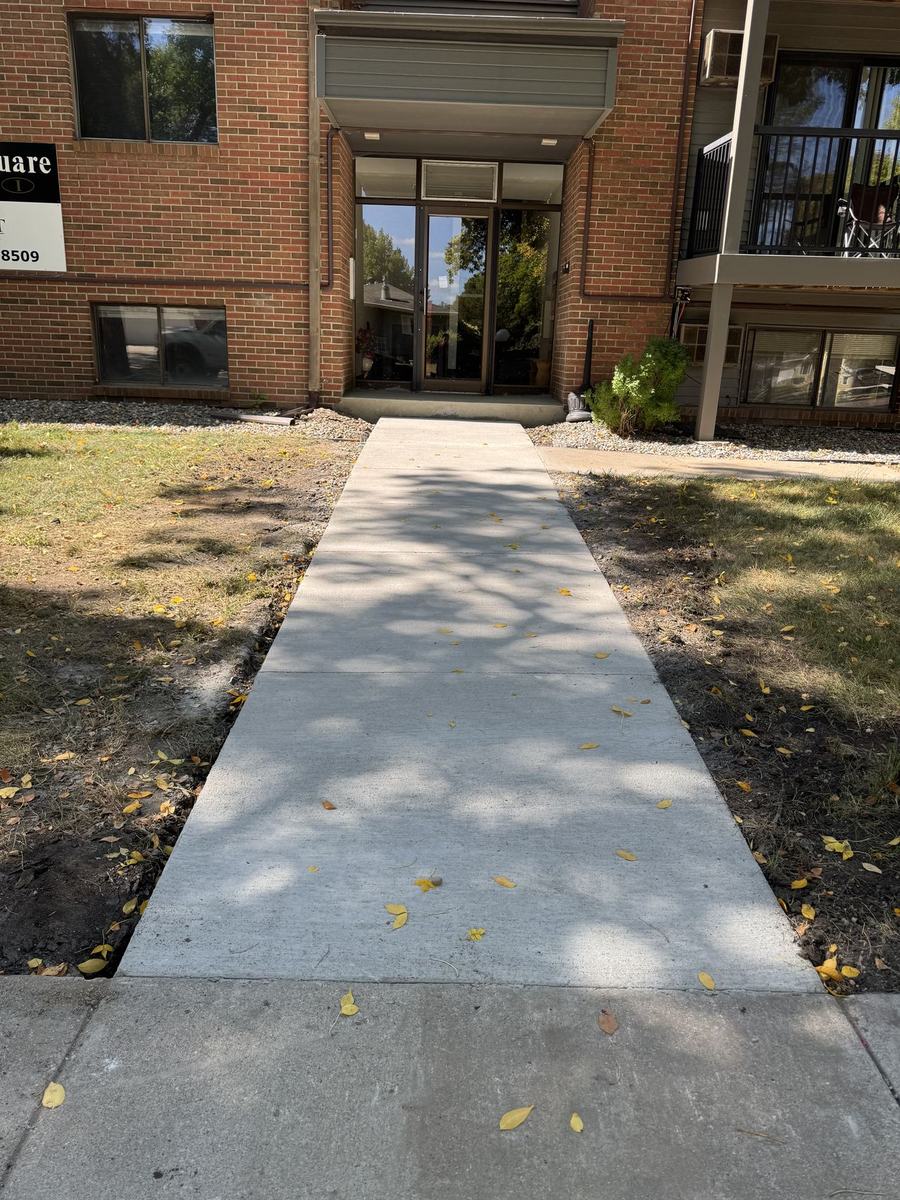 Fresh apartment concrete walkway