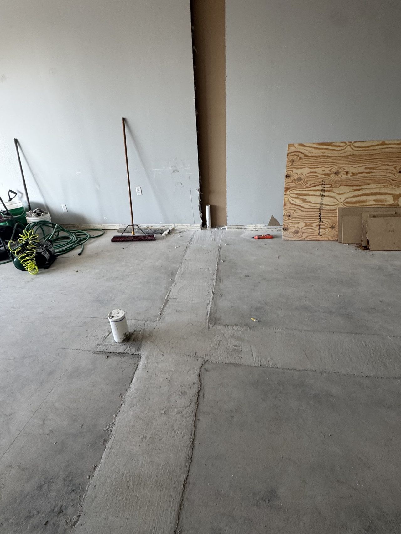 Interior slab trenching on a commercial buildout