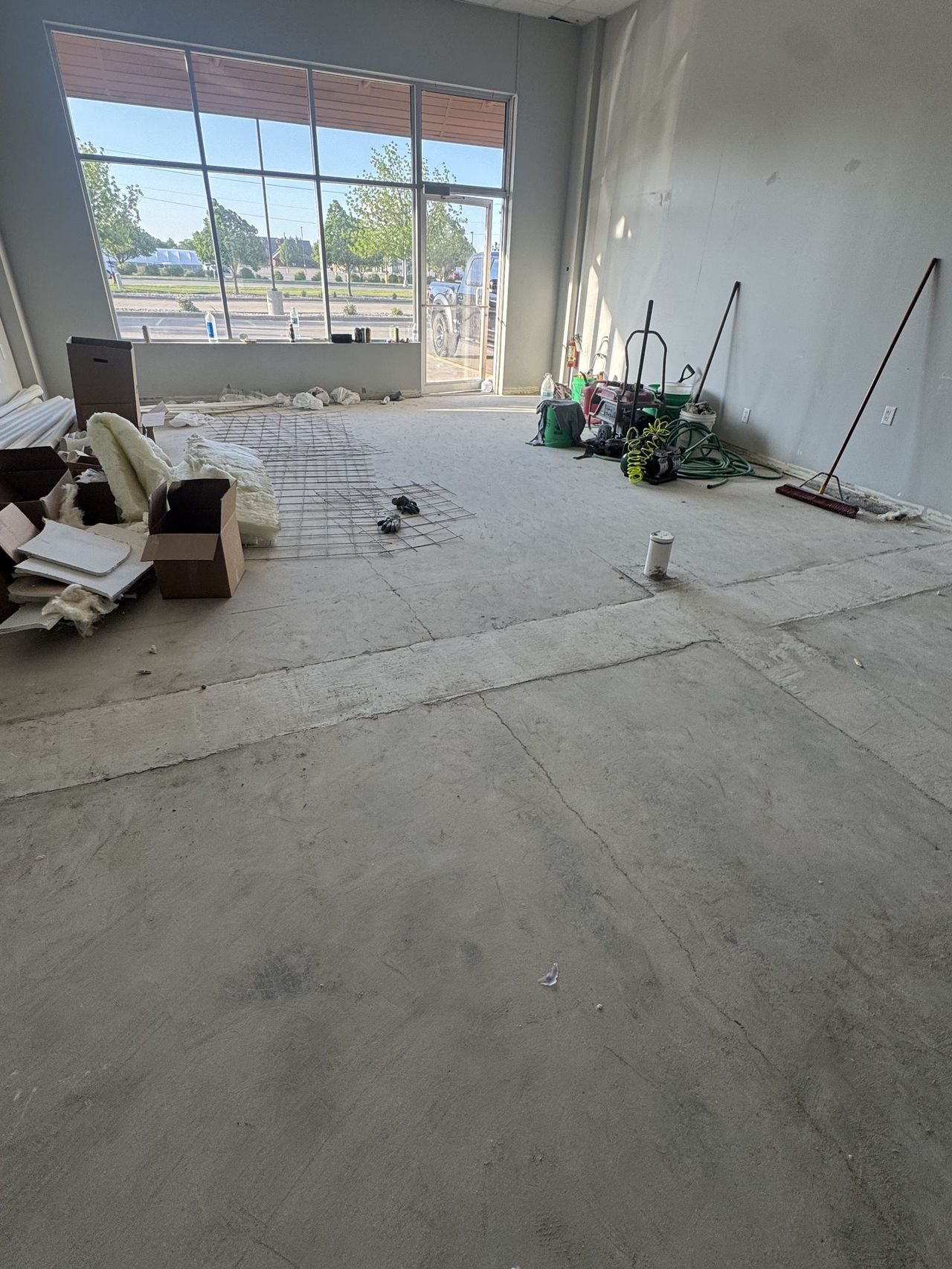 Slab trench with wire mesh, ready for concrete pour-back